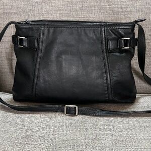 Derek Alexander Genuine Leather Multi Pocket Adjustable Shoulder Crossbody Bag